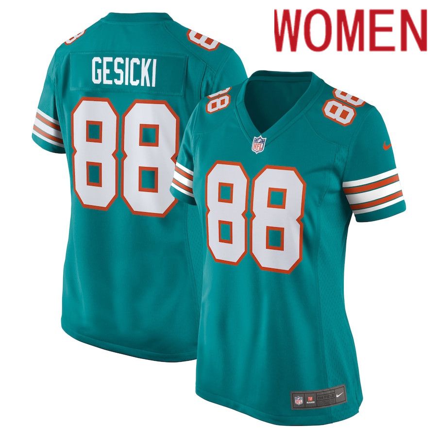 Women Miami Dolphins #88 Mike Gesicki Nike Green Alternate Game NFL Jersey->women nfl jersey->Women Jersey